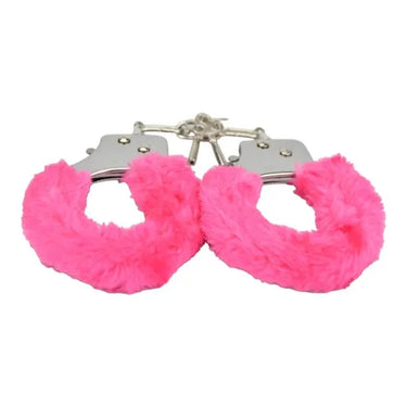 a pair of handcuffs with pink fur on them